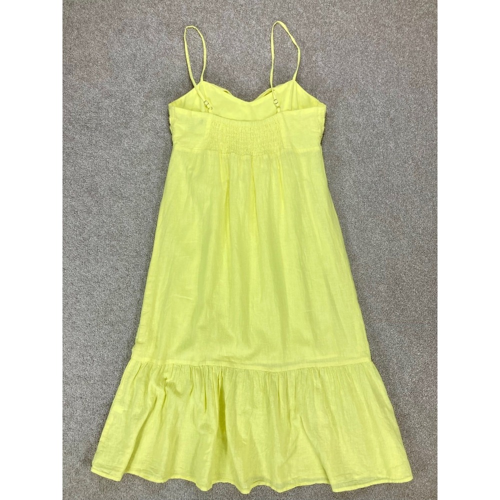 Banana Republic Linen Tiered Maxi Dress Womens 4 Yellow Smocked Resortwear Chic - Picture 4 of 11